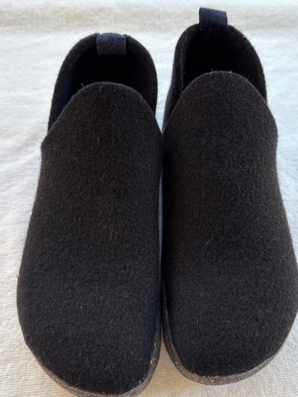 Asportuguesas Black Boiled Wool Slip-On Shoes EU 40 Indoor/Outdoor Lightweight